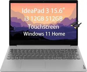 Lenovo IdeaPad 3 15.6'' HD (Intel 11th Gen Core i3-1115G4,12GB RAM,512GB PCIe SSD,Intel UHD Graphics,Narrow Bezel) Home & Business Laptop,Wi-Fi 6,Webcam,IST HDMI Cable,Win 11 Home,Platinum Grey