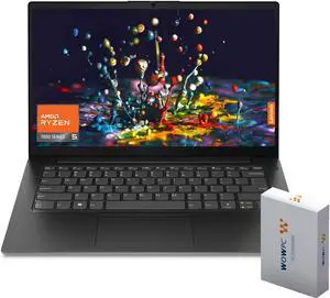 Lenovo V14 Gen4 Slim Business Laptop Computer, 14"" FHD Display, AMD Ryzen 5 7520U Processor, 8GB DDR5 RAM, 256GB NVMe SSD, Wi-Fi, Webcam, USB-C, HDMI, w/WOWPC Bundle, Windows 11 Pro, Black