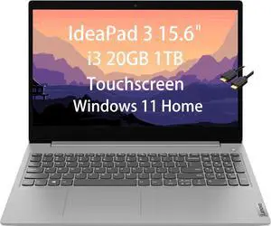 Lenovo IdeaPad 3 15.6'' Touchscreen Business Laptop (Intel Core i3-1115G4, 20GB RAM, 1TB PCIe SSD, (Beats i5-8265U)) Wi-Fi 6, IST HDMI Cable, Win 11 Home - 2023 Model Platinum Grey 20GB RAM|1TB SSD