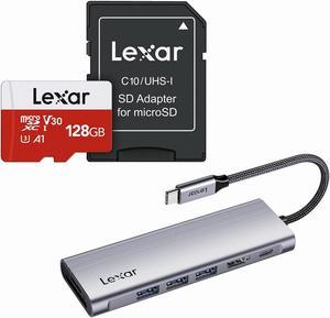 Lexar 128GB Micro SD Card and USB-C Laptop Docking Station