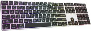 B.FRIENDIT Large Print Aluminum Backlit Keyboard Bluetooth+Wired Dual Mode, Multi-Device for Mac, 7 Backlit Modes, Rechargeable, Oversize Letters Easy to See & Type, Slim Quiet, K2BW - Silver Black