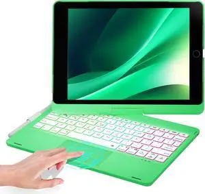 BABG iPad 9th Generation Case with Keyboard, 360deg Rotatable Backlit Keyboard with Pencil Holder for 10.2 inch iPad 9th Gen 2021/ 8th Gen 2020/ 7th Gen 2019 and iPad Air 3 / Pro 10.5" (Greenery)