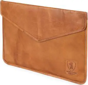 Berliner Bags Vintage Genuine Leather Laptop Sleeve, Computer Cases, Notebook Cover - Brown (15.6 Inch)