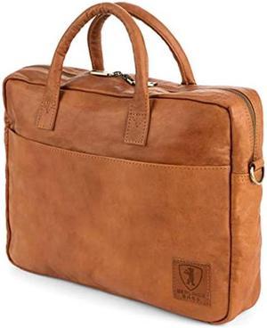 BERLINER BAGS Vintage Leather Laptop Bag Madrid 2.0, Briefcase for Men and Women - Brown