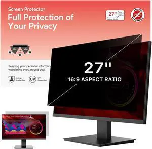 BERSEM 27 inch Removable Computer Privacy Screen Filter for 16:9 Ratio Monitor,[Anti-Spy] [Anti-Glare] [Anti-Scratch] [UV-Blocking]