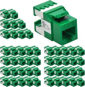Beszin Cat.6 RJ45 110 Type 180deg Keystone Jack (50-Pack, Green)