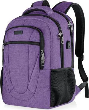 BIKROD Backpack for Women and Men, Extra Large School Backpacks for Teens, Water Resistant Back Pack with USB Charging Port Fits 17 Inch Laptop, Business Anti Theft Sturdy Computer Bag Gifts, Purple