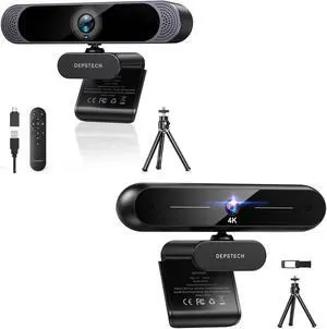 DEPSTECH DW49 Pro 4K Webcam, Ultra HD 1/2.55'' Sony Sensor, 3X Digital Zoom with DW40 4K Webcam
