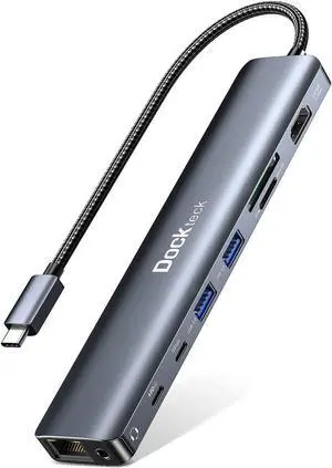 USB C Hub, 9 in 1 Dockteck USB C to HDMI Adapter with 4K@60Hz, 1Gbps Ethernet, 100W PD, Audio, USB-C and 2 USB-A 5 Gbps Data Ports, SD/TF Card Reader, for MacBook Pro/Air, iPad Pro, XPS, Microsoft USB C Hub, 9 in 1 Dockteck USB C to HDMI Adapter with 4K@60Hz, 1Gbps Ethernet, 100W PD, Audio, USB-C and 2 USB-A 5 Gbps Data Ports, SD/TF Card Reader, for MacBook Pro/Air, iPad Pro, XPS, Microsoft