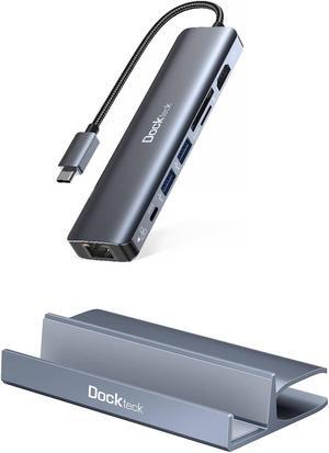 USB C Hub Multiport Adapter, Dockteck 7-in-1 USB-C Hub with 4K 60Hz, 1Gbps Ethernet, 100W Power Delivery, SD/TF Card Slots, USB 3.0 5Gbps Data Ports Bundle with dockteck Steam Deck Stand Base