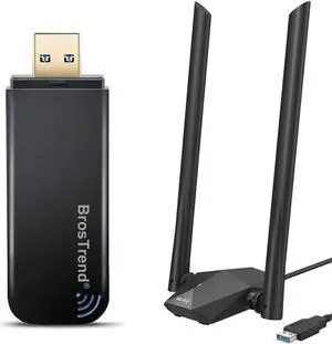BrosTrend AX1800 USB WiFi 6 Adapter for Long Range and AC1200 Wireless USB WiFi Network Adapter for Laptop, Desktop PC
