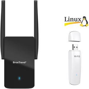 BrosTrend AX3000 WiFi 6 Access Point, Wall Plug Wireless Access Point, Gigabit Access Point WiFi 6 Dual Band + AX1800 USB WiFi Adapter Linux for Ubuntu, Mint, Debian, Kubuntu, Mate, Zorin, PureOS