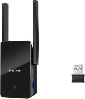 BrosTrend AX3000 WiFi 6 Range Extender Booster with Gigabit Port, WiFi Booster Repeater + AX300 Nano USB WiFi 6 Adapter, 2.4GHz Only WiFi Adapter for Desktop PC Laptop for Windows 11/10/7, NOT for Mac