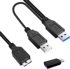 CannaPro 8 Pack USB A to Micro B Cable, Micro USB 3.0 to USB Splitter Cable Dual Power Y Cable 20 Inches, 5Gbps Type A to Micro B Data Transfer Cable for External SSD Laptop(with USB to USB C Adapter)