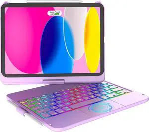 CC Store Touchpad Keyboard Case for iPad 10th Generation 10.9" 2022, Multi-Touch & Backlit Keys, 360° Rotatable & Pencil Holder,for New iPad 11 Generation(A16) 11-inch Case Keyboard (Light Purple)