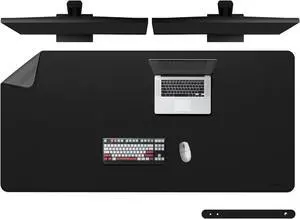 Chihein PU Leather Large Desk Pad 55" x 28" Dual Side Office Desk Pad, Ultra Large Mouse Pad, Waterproof Writing Desk pad for Office/Home/Gaming (Black/Gray)
