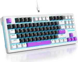 Mosptnspg 80% TKL Wired Mechanical Keyboard,RGB Backlit Gasket Mount 87 Key Hot Swappable Custom Linear Switch Gaming Keyboard with PBT Keycaps (black purple)