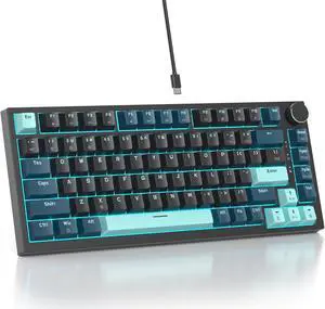 Mosptnspg 75% TKL Wired Mechanical Keyboard,RGB Backlit Gasket Mount 82 Key Hot Swappable Custom Linear Red Switch Gaming Keyboard with Volume Knob & PBT Keycaps (82 Monster B)