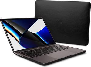 Dreem Euclid MacBook Pro Case - 16-Inch Hard Laptop Cover for MacBook Pro 2021, Luxurious Vegan Leather, Top and Bottom Shells for Protection, Slots for USB Ports - Black