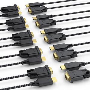 DteeDck HDMI to VGA Cable 3ft (10 Pack), HDMI-to-VGA Male to Male Active Converter Connector Cord for Monitor Projector HDTV Laptop Desktop