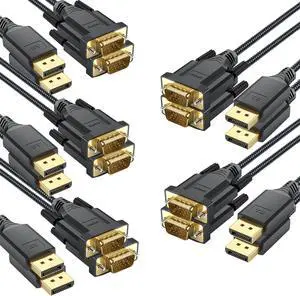 DteeDck DisplayPort to VGA Cable 3ft 10 Pack, DP Display Port to VGA Adapter Cable Converter Male to Male Braided Cord for Monitor Desktop Laptop Display Projector HDTV