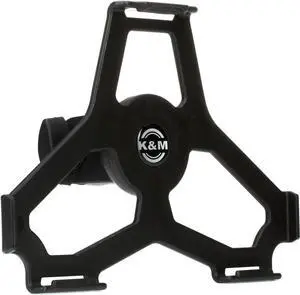 K&M Konig & Meyer 19714.500.55 iPad Air Holder for Microphone Stand |  5/8 " Thread Mount | Switch from Landscape to Portrait | Studio Musician | Work Remote | German Made | Black