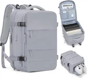coofay Expandable Backpack For Traveling On Airplane Carry On Backpack Flight Approved Personal Item Travel Backpack For Women Men Airline Approved Gym Bag With Shoe Compartment Travel Weekender Bag