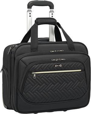 Coolife Rolling Laptop Briefcase Bag 17.3 Inch Laptop Case Roller Computer Bag with Wheels Mobile Office Laptop Bag