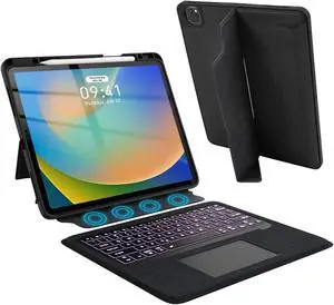 Jenaely Keyboard Case for iPad Pro 12.9-inch (3rd,4th,5th,6th Gen - 2018,2020,2021,2022) with Kickstand Trackpad Pencil Holder - Detachable Backlit Keyboard - Black