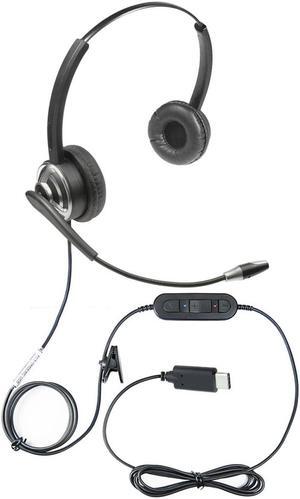 ECS WordCommander USB-C Voice Recognition Headset, Dual Ear, Noise-Cancelling Boom Mic, Premium in-Line Sound Card, Pro-Flex Wire, Ideal for Voice-to-Text, Superior Audio Quality, Comfortable Fit