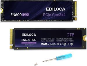 Ediloca EN600 PRO SSD 2TB PCle 3.0x4, NVMe M.2 2280, Up to 3500MB/s, Internal Solid State Drive, SLC Cache 3D NAND TLC, Graphene Cooling Sticker, Storage for PC, Desktop and Laptops
