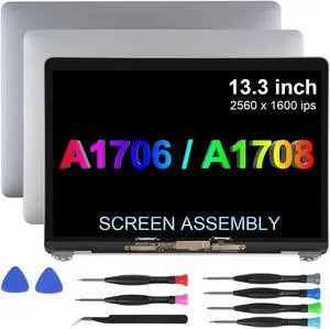 Replacement Screen 13.3" for MacBook Pro 13-inch 2016 Year 2017 Year Retina Model:A1706 A1708 Late 2016 Mid 2017 EMC 3071 EMC 3163 EMC 3164 Full LCD LED Screen Assembly Display (A1706/A1708(Grey))