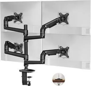 ErgoUnion 4 Monitor Stand for Desk, Quad Monitor Mount for Screens up to 40 Inches within 25 lbs, Adjustable 4 Monitor Desk Mount, Heavy Duty Monitor Arm for 4 Monitors - Black