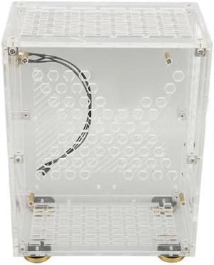 Mini ITX Case 4.3L with Clear Acrylic Panel, 360 Degree Cooling, Cushioning Foot Pads, Perfect for FLEX 1U Power and 2.5in SSD, Compact Mini PC Case (Transparent)