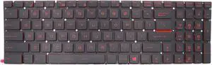New Keyboard for MSI GF75 Thin 9SD 9SC 9SE 8RC 8RD 8RCS MS-17F1 MS-17F3 MS-17F2 GL62M 7RC 7RD 7RDX 7RE 7REX GL62MVR 7RFX GL62VR GL72M GL72VR GL63 GL73 MS-16J9 MS-16P7 GV62 GV62VR GV72 Red Backlit US