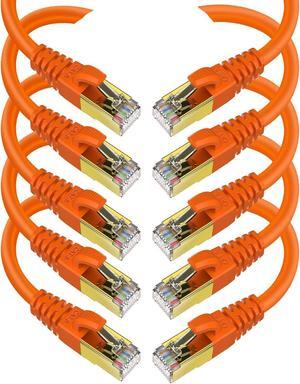 CAT 8 Ethernet Cable Shielded SFTP Internet Network Patch Cord, Heavy Duty High Speed LAN Cables w Gold Plated RJ45 Connector Professional for Router, Modem, Gaming, Xbox (10 Feet, 10 Pack Orange)