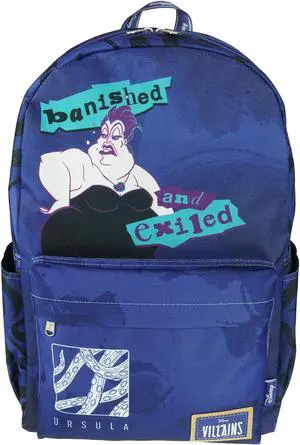 KBNL Classic Disney Villains - Ursula Backpack with Laptop Compartment for School, Travel, and Work, Multicolor