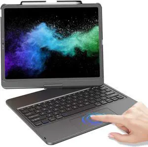 KBCASE Touch Keyboard Case for iPad Air 13 inch (M3/M2, 2025/2024)/for iPad Pro 12.9 inch 3rd/4th Gen 2018/2020, 360°Rotatable Case with Touchpad & Pencil Holder for iPad Air 13 inch (Titanium Gray)