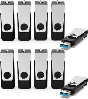 KEXIN USB 3.0 Flash Drive 64 GB 10 Pack Flash Drive 3.0 Thumb Drive Jump Drive Memory Stick Data Storage Pen Drive Black