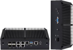 KETUOPU Firewall Appliance Mini PC, Atom C3758 5xIntel I225 2.5Gbe LAN 4x10G SFP+, 8G DDR4 RAM 128G M.2 NVME SSD, K3758L9 Fanless PC Router Server Firewall, Support AES-NI