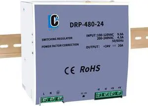 LCLCTC 24volt Power Supply 20A; Input:100-120V or 200-240V;Output:24Vdc;24v 20Amp Power Supply