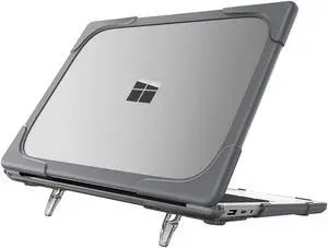 iBenzer Hexpact Case for Microsoft Surface Laptop 5/4/3 15 inch, Heavy Duty Case with Fold Kickstands, Gray, MS-LP4-15