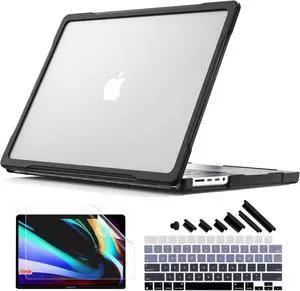 Batianda Ultimate Protection Case for New M3 MacBook Pro 16 inch Model A2780 (M2 M1 Pro/Max Chip) 2023 2021 Release Carbon Fiber Edges Shockproof with Keyboard Cover and Screen Protector,Translucent