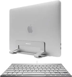 Macally Wired Mini Keyboard and a Vertical Adjustable Laptop Stand, Modernize Your Office Space
