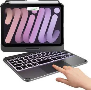 typecase Keyboard Case for iPad Mini 6 - Trackpad - Wireless Case with Keyboard for iPad Mini 6th Generation 8.3" 2021-10 Colors Backlit Keyboard Cover - Dark Gray