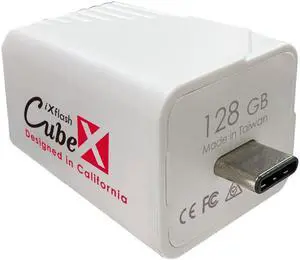 PioData iXflash Cube 128 GB Photo Storage Device Apple MFi Certified USB Type C with Quick Charge for iPhone & iPad, Auto Backup Photos & Videos