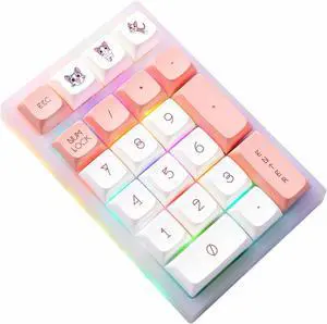 BOYI TD21 Hot Swappable Numpad,21 Keys Mini Numpad Portable Keypad Bluetooth 5.0/2.4GHz/Wired Number Pad Keyboard PBT Keycaps RGB Backlit Type-C Mini Keyboard (BOYI Cute Cat XDA Keycaps)