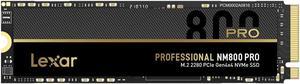 Lexar 512GB Professional NM800 PRO SSD PCIe Gen4 NVMe M.2 2280 Internal Solid State Drive, Up to 7450/3500 MB/s Read/Write, for PS5, Gamers and Creators, Black (LNM800P512G-RNNNG)