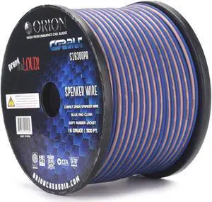 Orion Cobalt S16300PB 16 Gauge AWG (300-Ft Blue/Clear) High Powered Car Speaker Wire Roll, Surround Sound, Home Theater Speakers, RV Audio | 2x16 Gauge Speaker Cable/Wire Roll