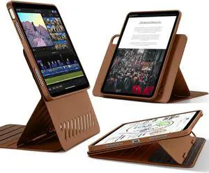 ESR for iPad Air 11 Inch Case M2(2024), iPad Air 6th/5th/4th Gen Case (2024/2022/2020), Removable Magnetic Cover, Adjustable Portrait/Landscape Stand with Raised Screen View, 9 Standing Angles, Brown
